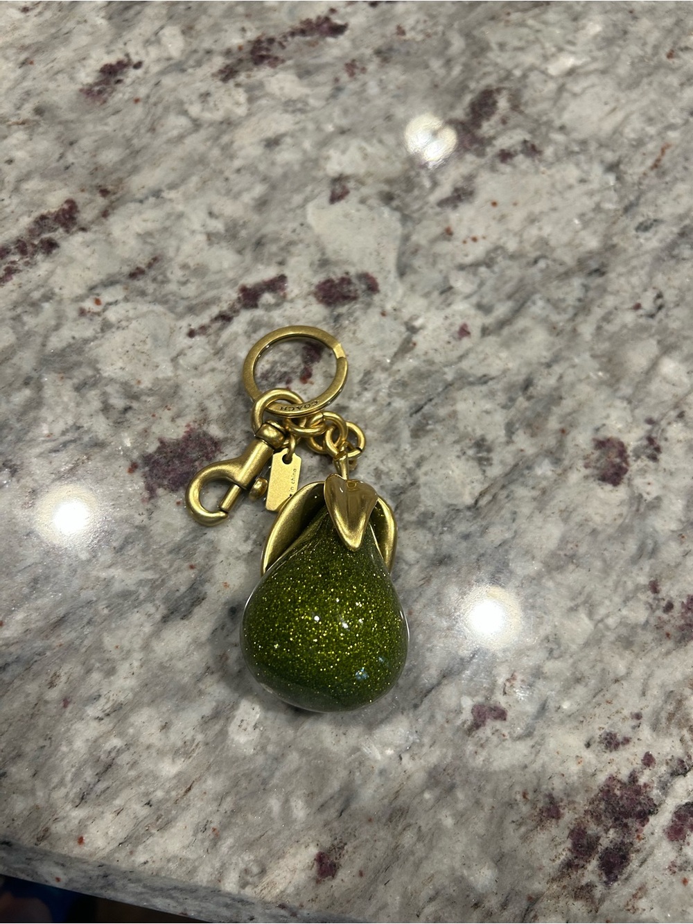 Coach Gold-Toned with Green Glitter Pear Charm - NWOT